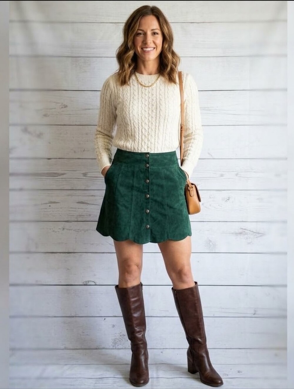 Vintage JouJou Green Suede Mini Skirt 5/6 Snap Front Genuine Leather A Line 70s